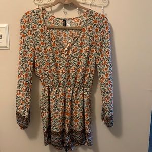 Orange floral romper